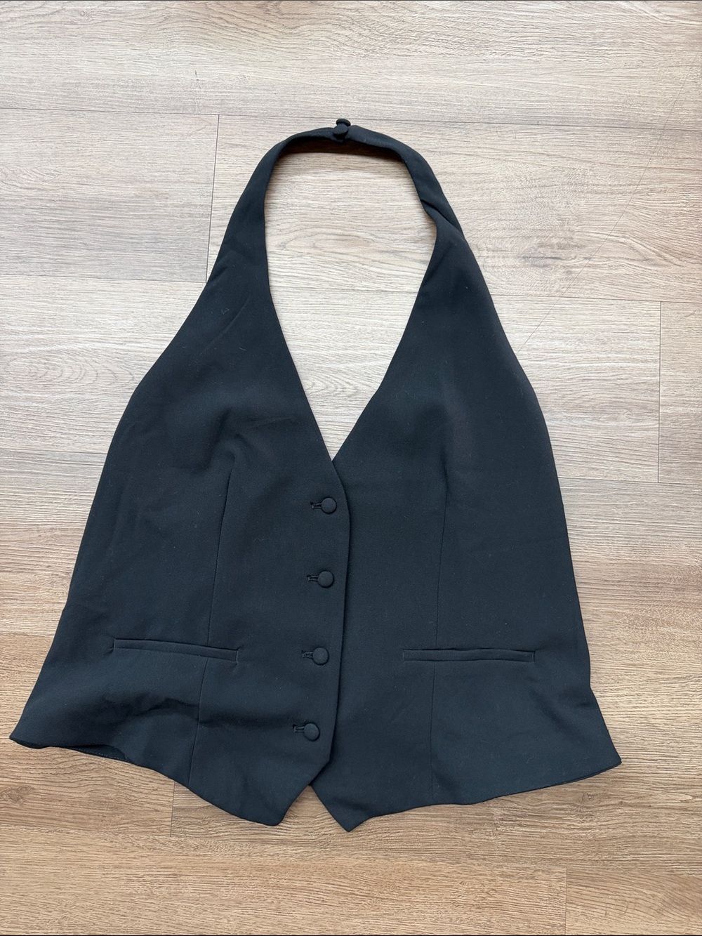 NWT Anthropologiew Black Halter Button-Front Vest Sz XL